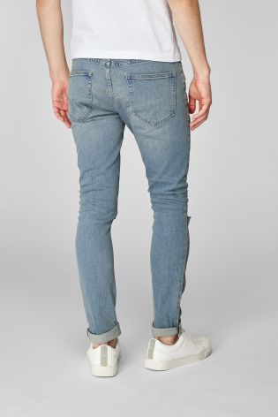 Chalk Wash Ripped Knee Jeans With Stretch